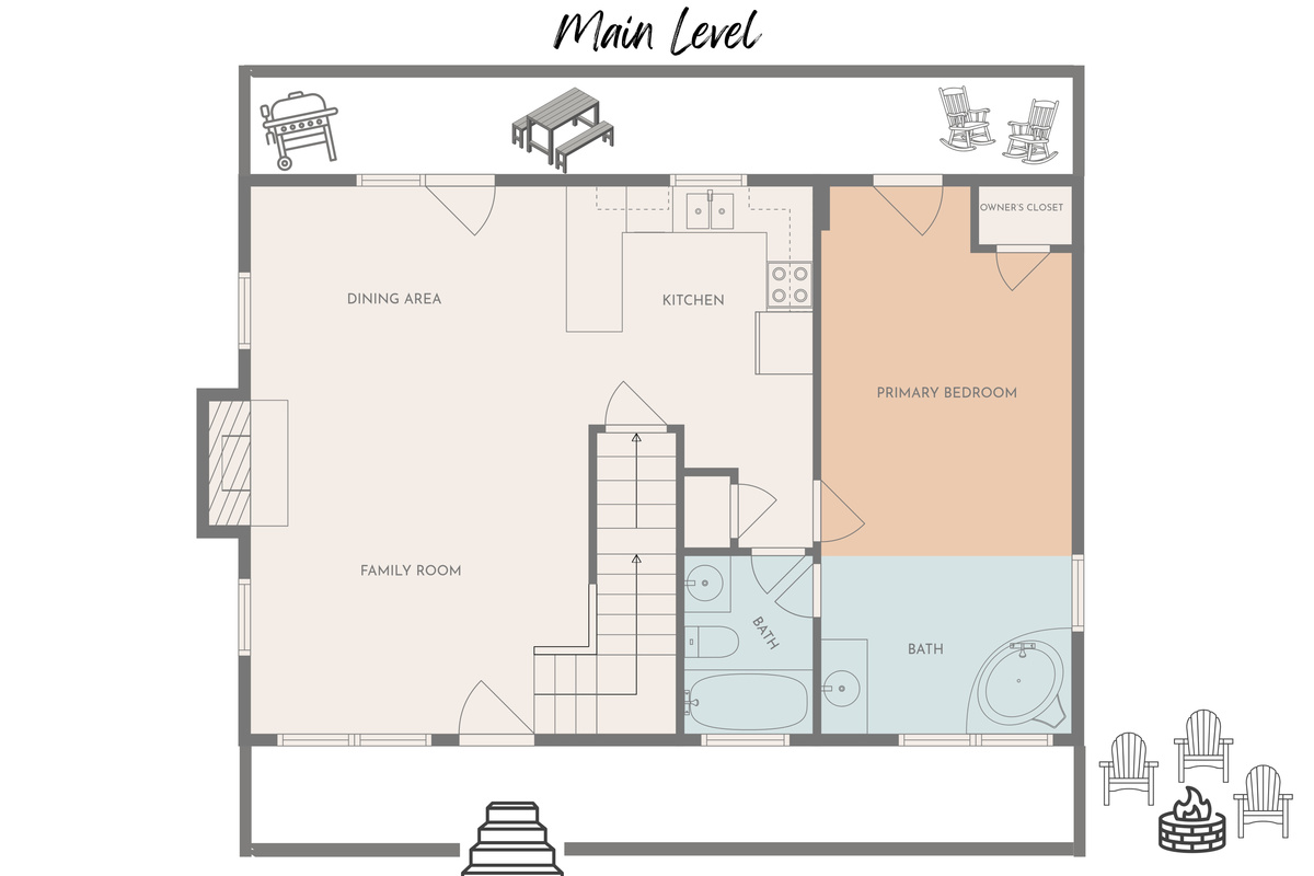 Enter through our front door and take a quick virtual walk through the cabin. 