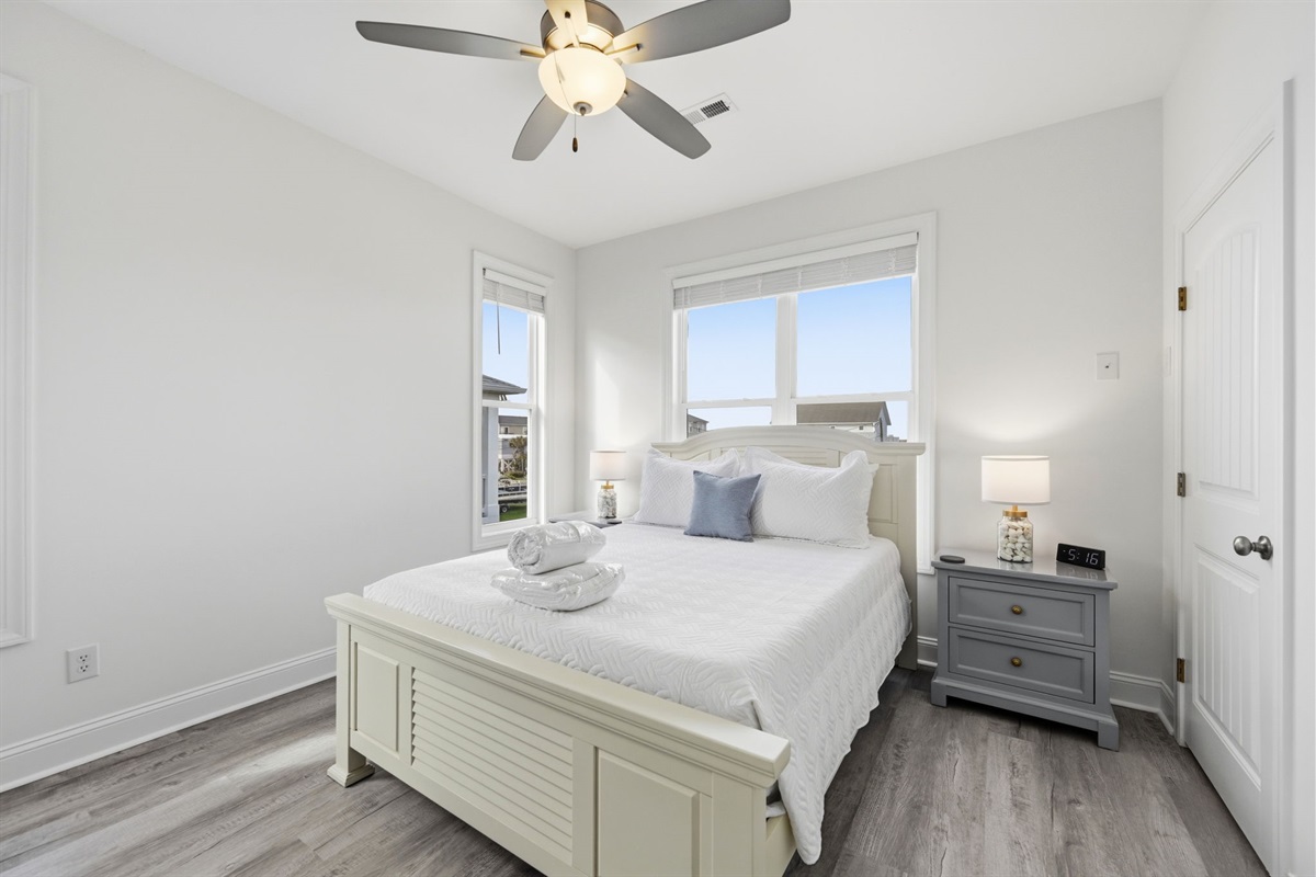 Cozy first-floor bedroom perfect for guests who prefer easy access and quiet comfort