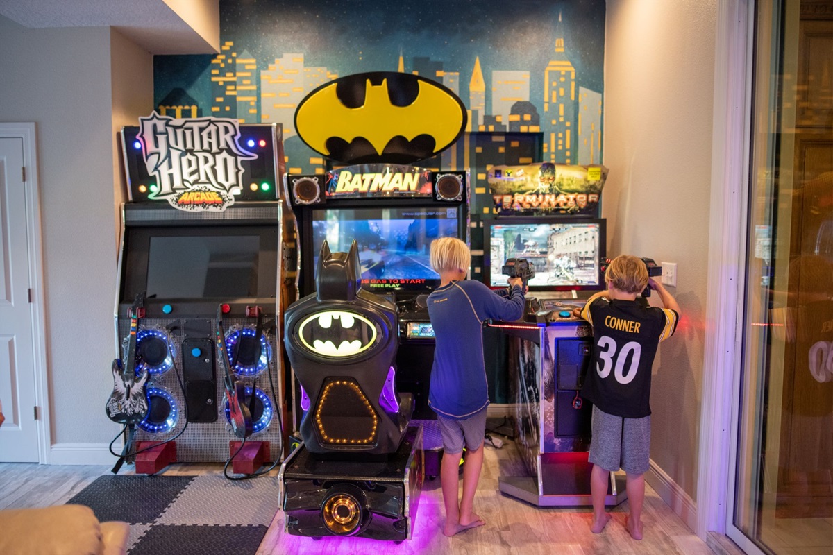 Families love our Batman arcade room. It&rsquo;s fun for both kids and adults!