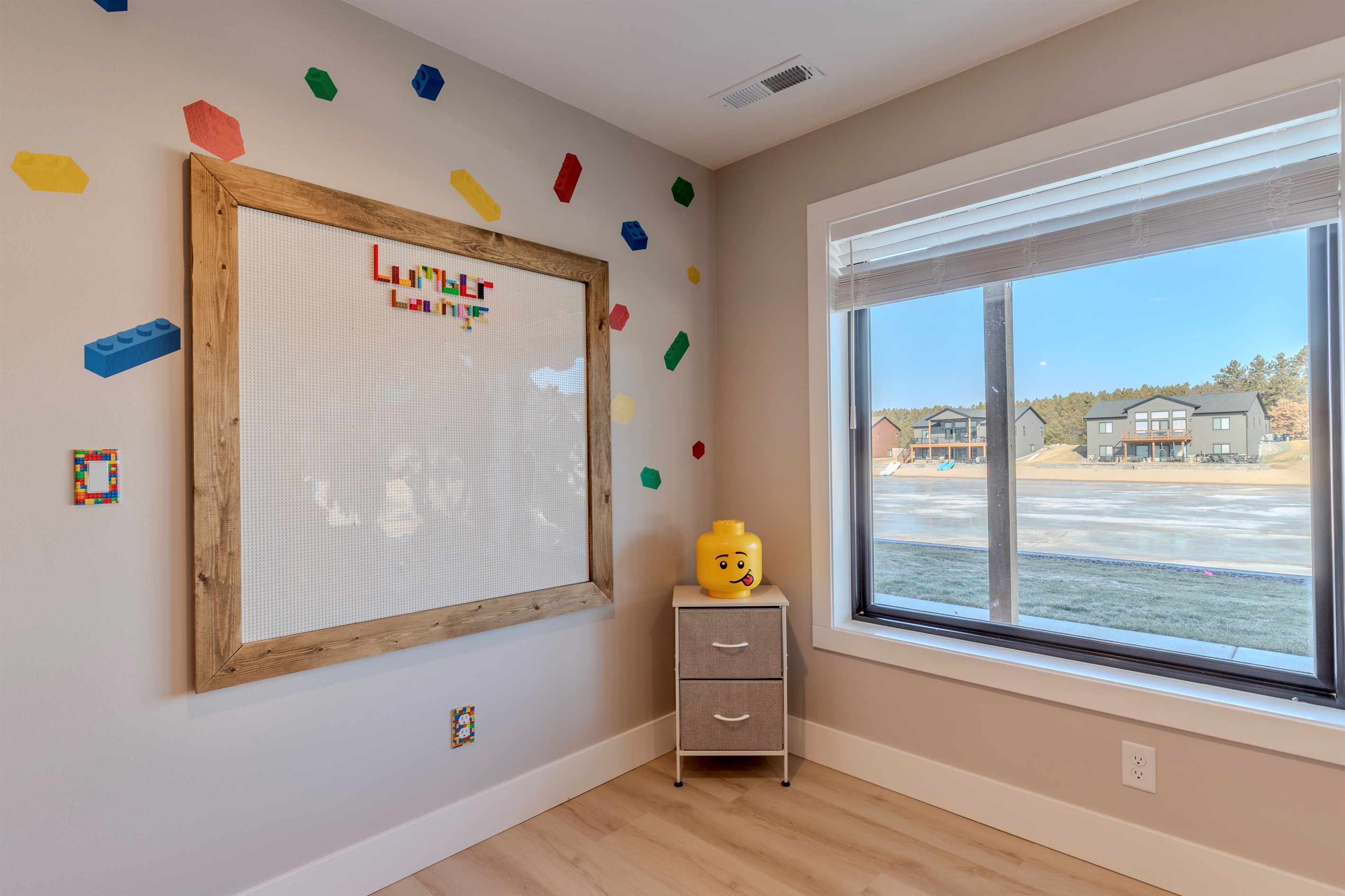 It's a LEGO wall overlooking the man made lake.