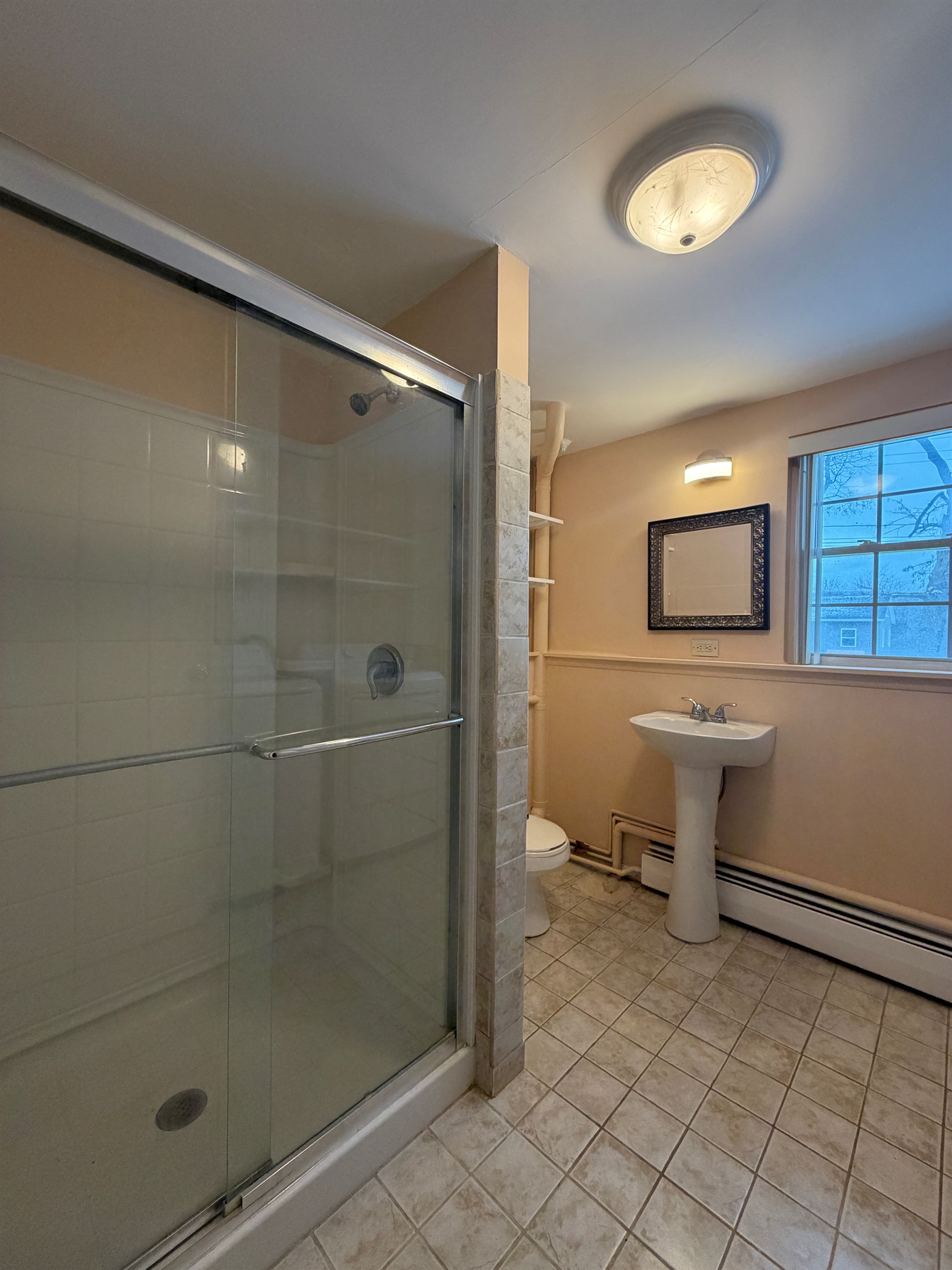 Lower level bathroom with shower and laundry