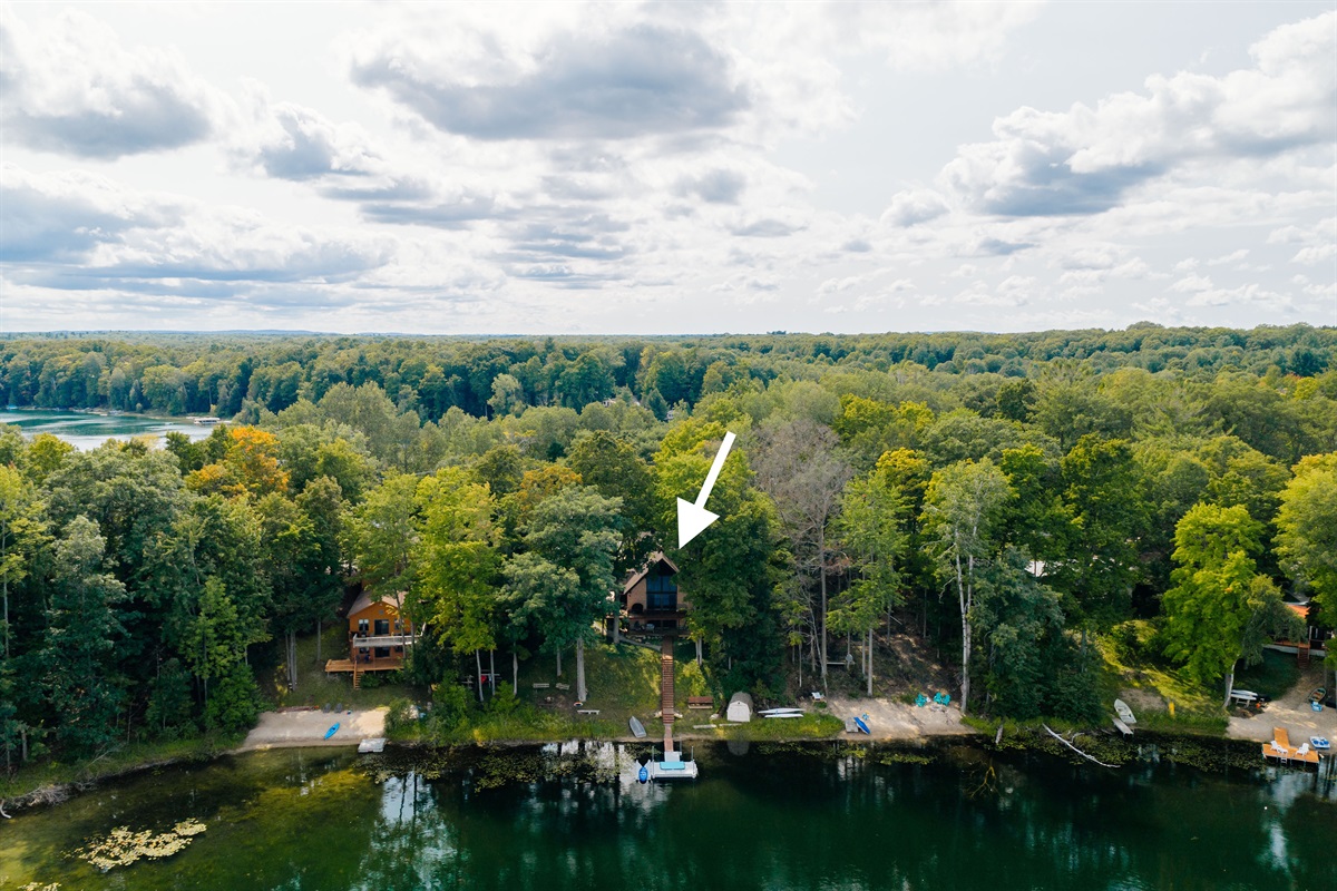 Aerial view of Loons lakehouse