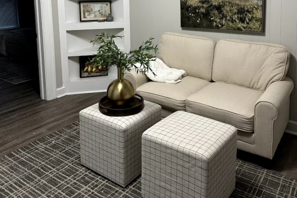 Curl up on the cozy loveseat with a good book or your favorite show after a day of adventuring.