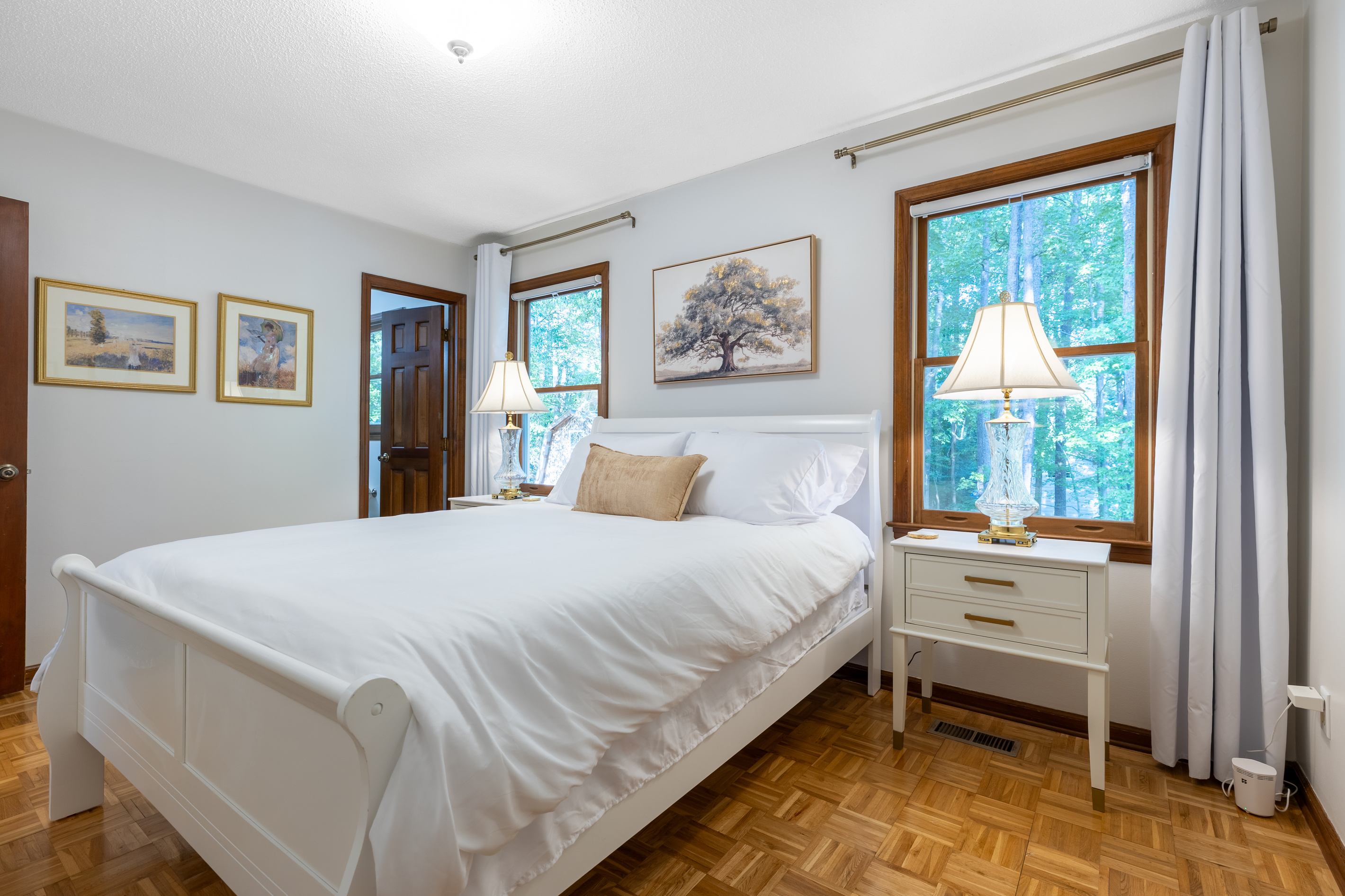 Gorgeous parquet floors in the master bedroom.