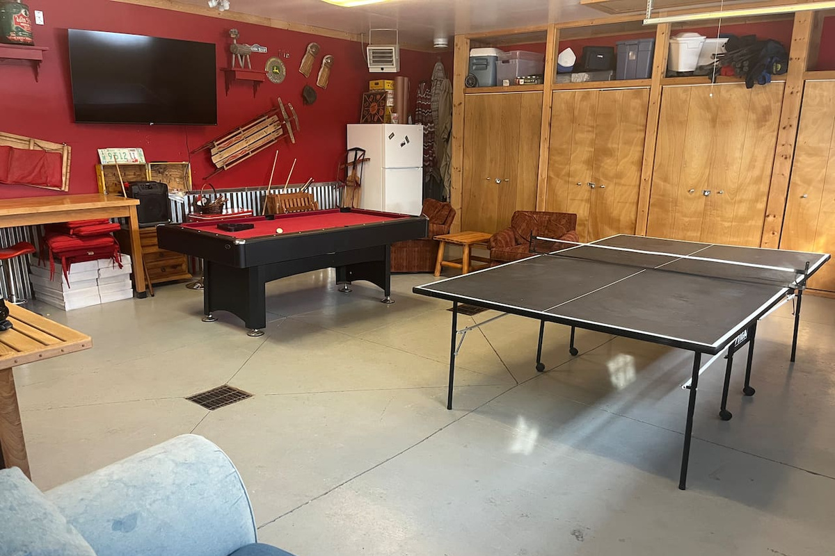 Game room in garage