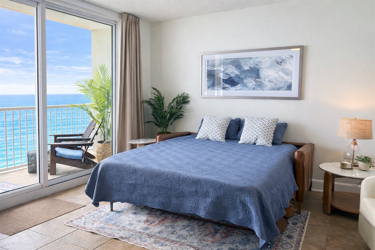 Queen sleeper sofa in the living room for additional sleeping space!