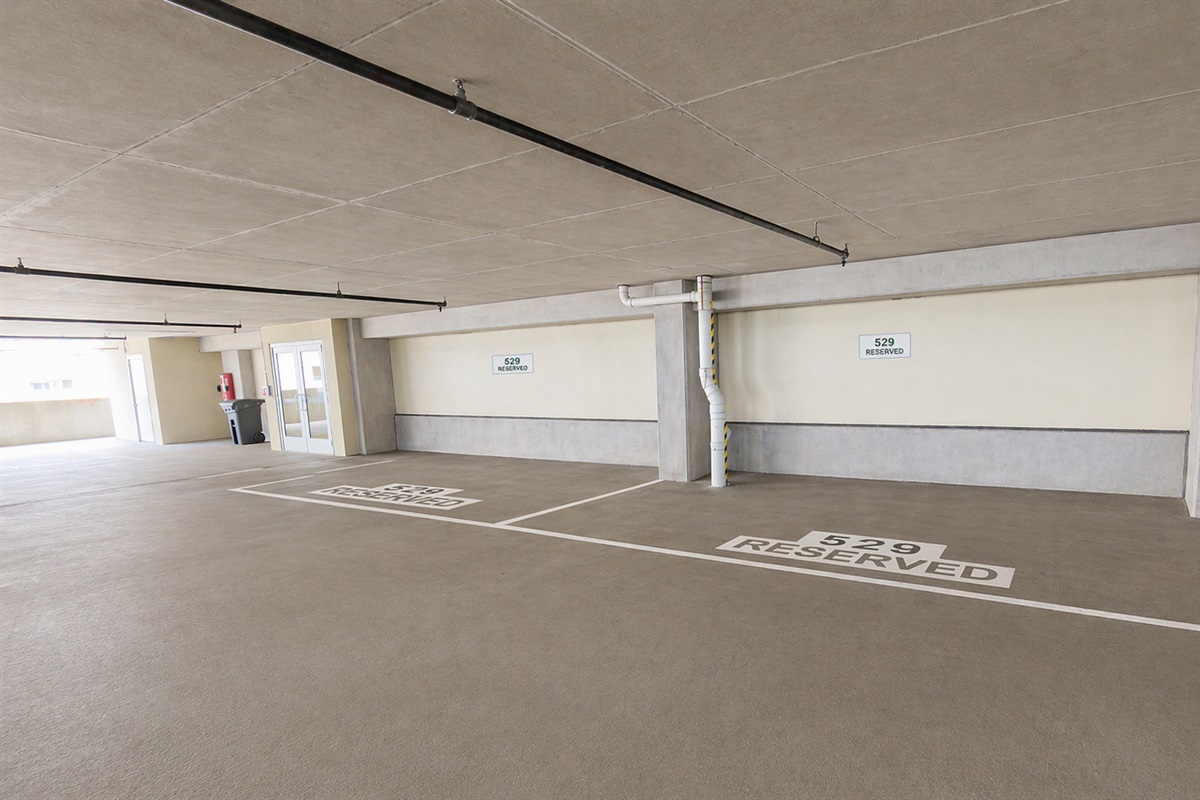 Two reserved same floor parking spots.