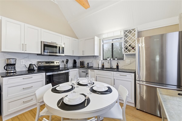 Kitchen with stainless steel appliances