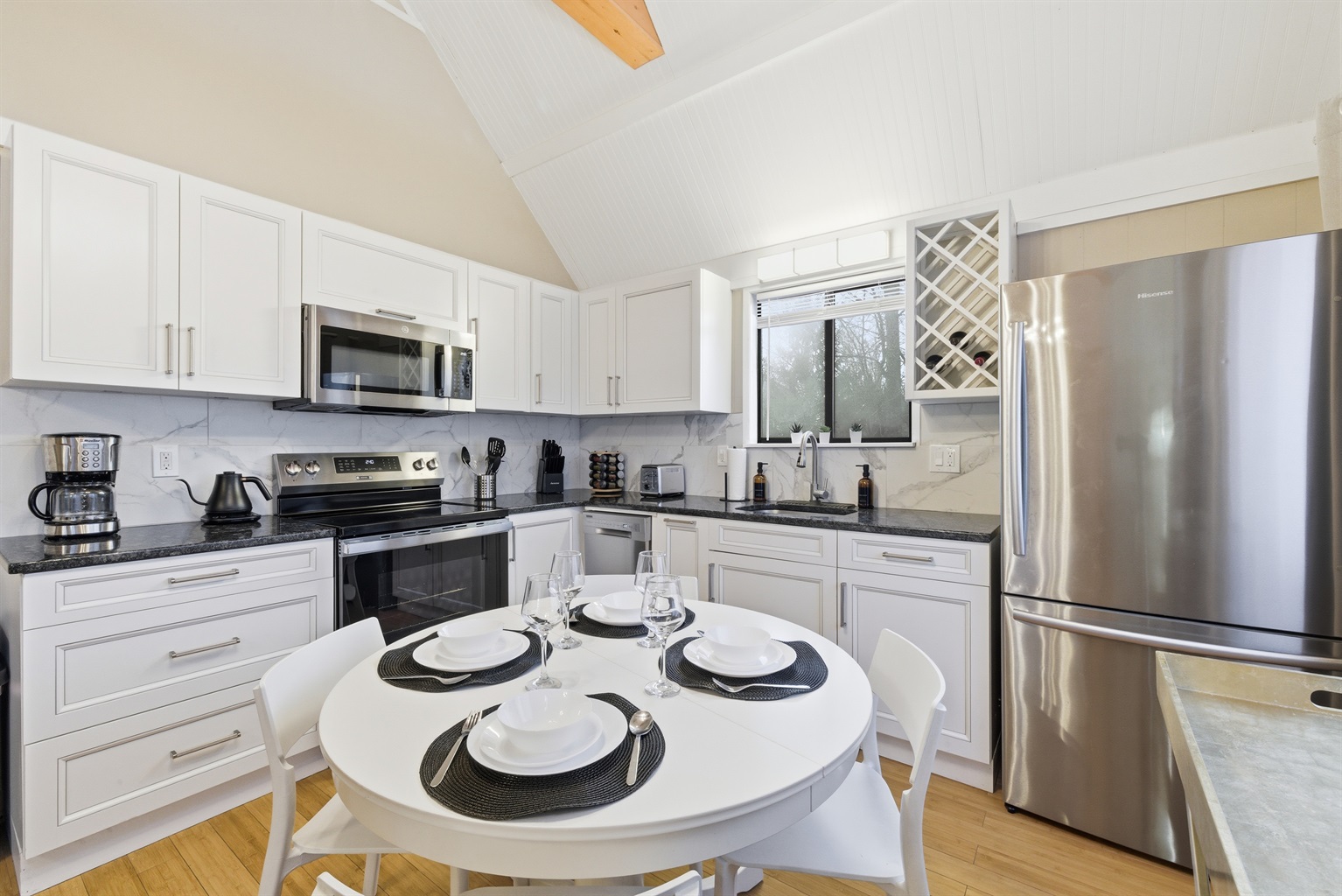 Kitchen with stainless steel appliances