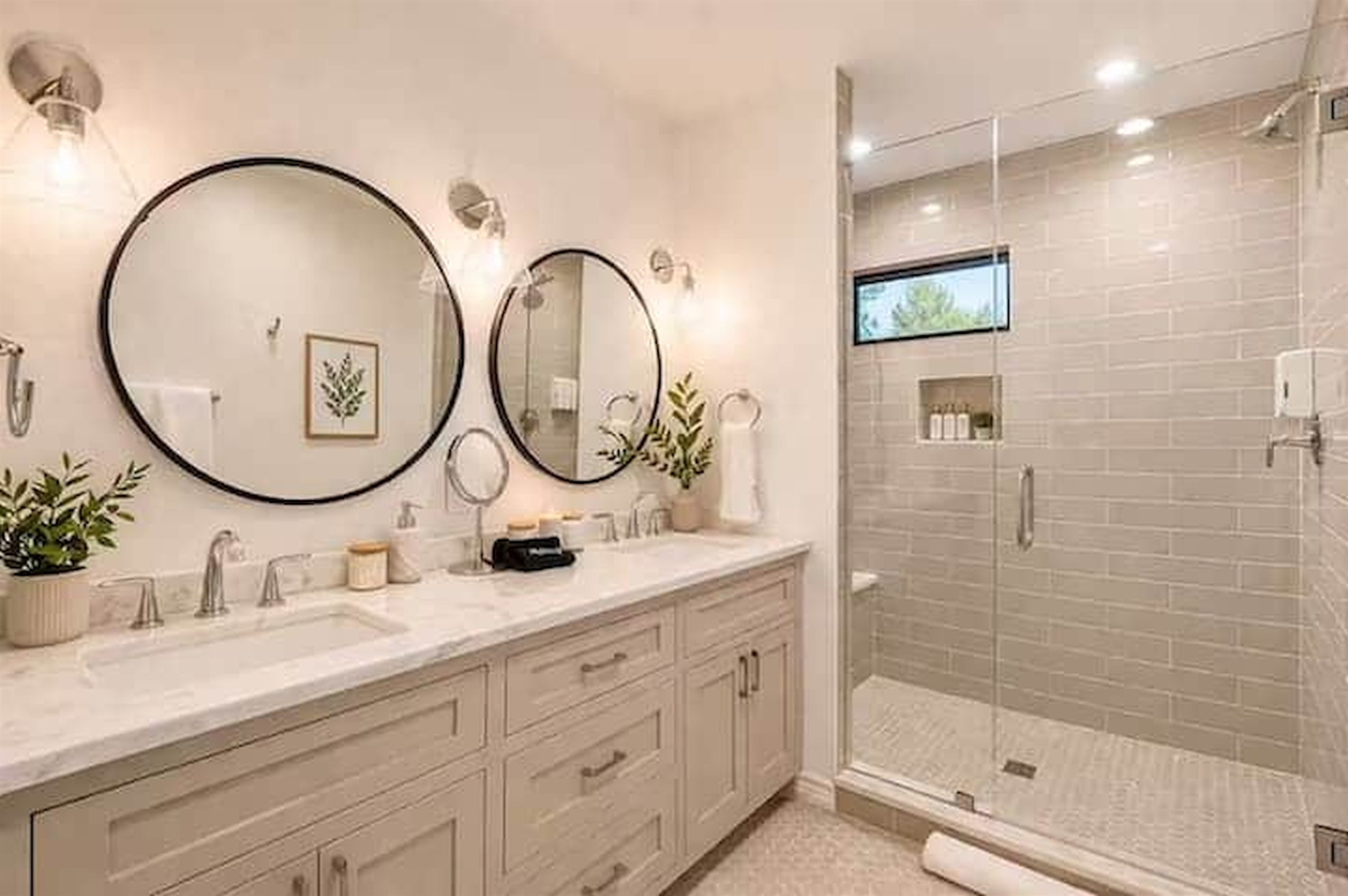 Clean, modern bathroom with walk-in shower