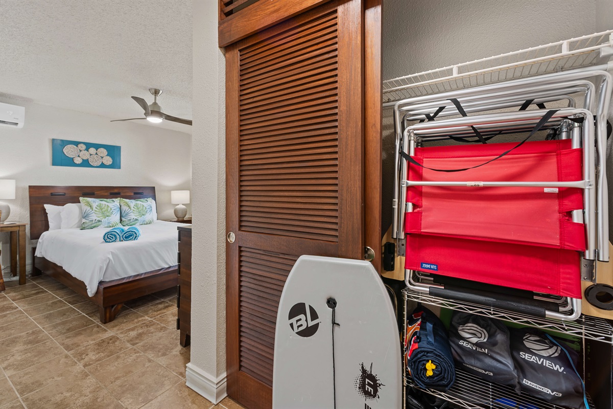 Storage closet in the primary bedroom