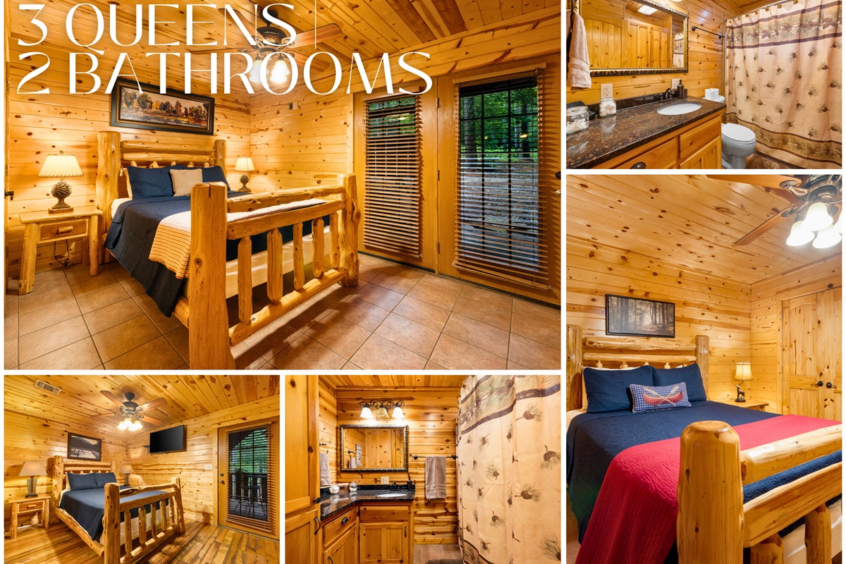 Water's Edge features 3 queen bedrooms plus a sleeper sofa—space for 8 to unwind in comfort.