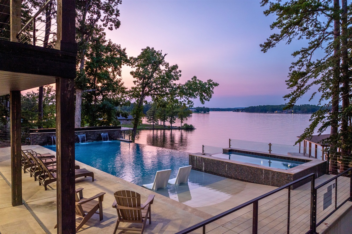 Evenings by the infinity pool—watch the sunset paint the lake in color.