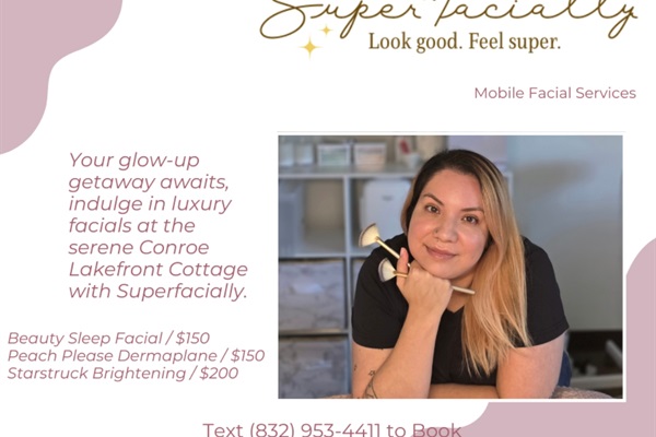 ✨ Enhance Your Stay ✨ Pamper yourself with in-home massage or luxury facial services, exclusively for Conroe Lakefront Cottage guests.