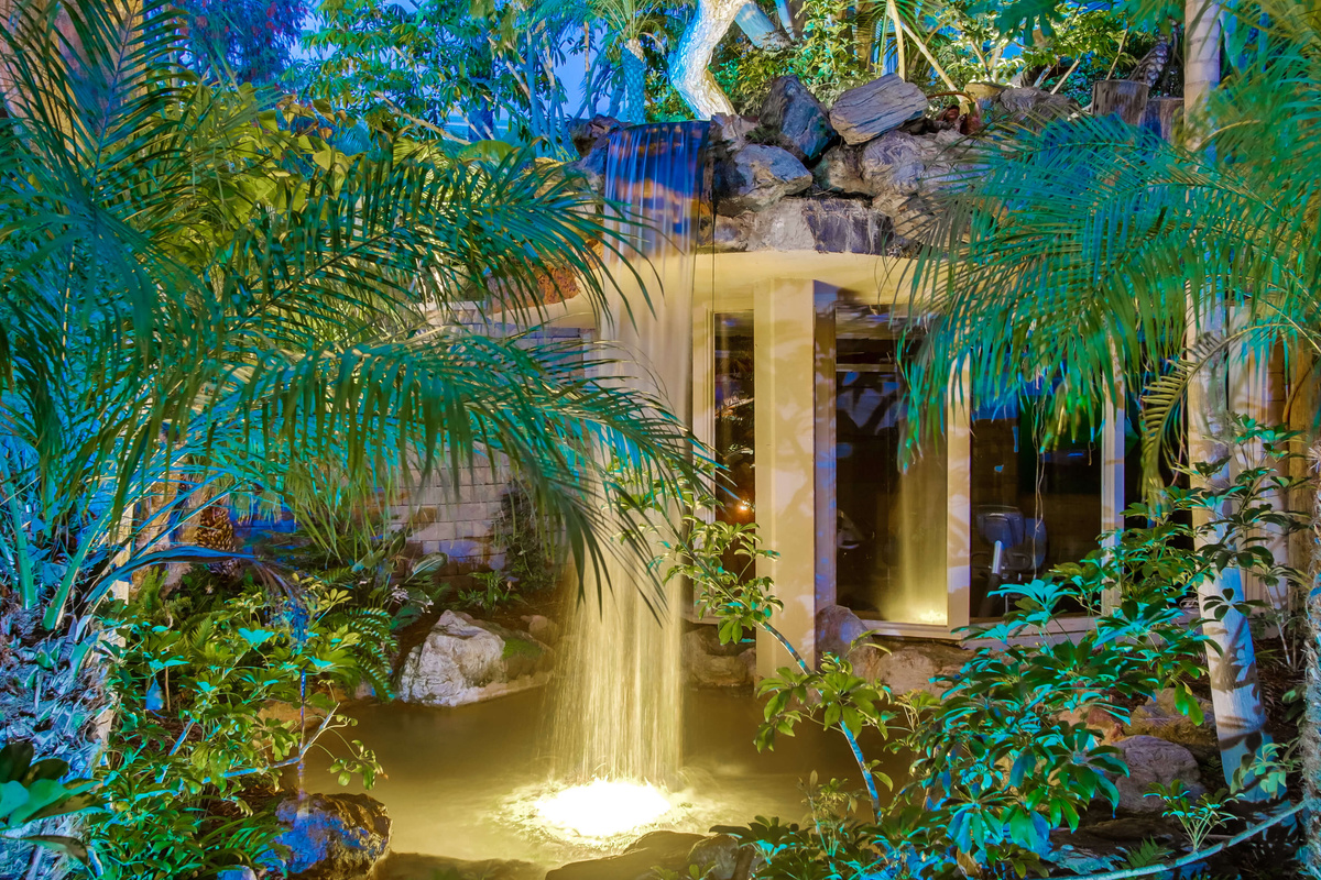 Lagoon waterfall creates a relaxing island atmosphere