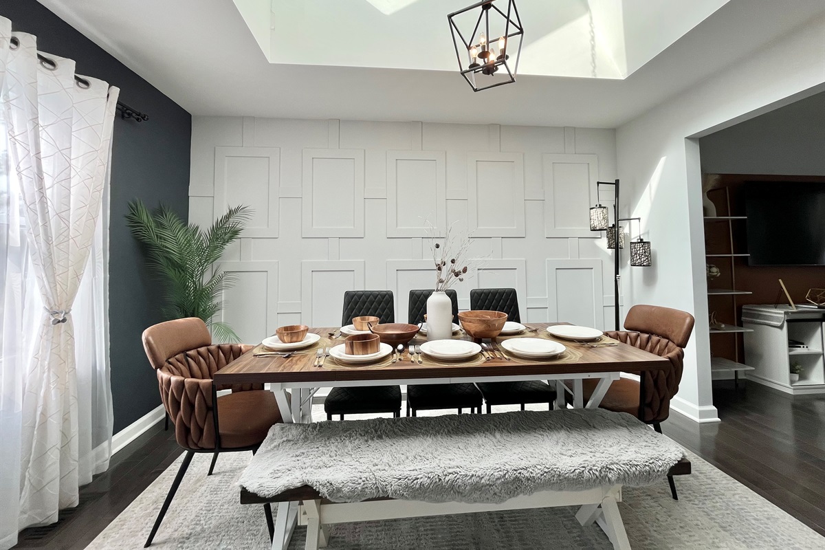 Ding room with skylight