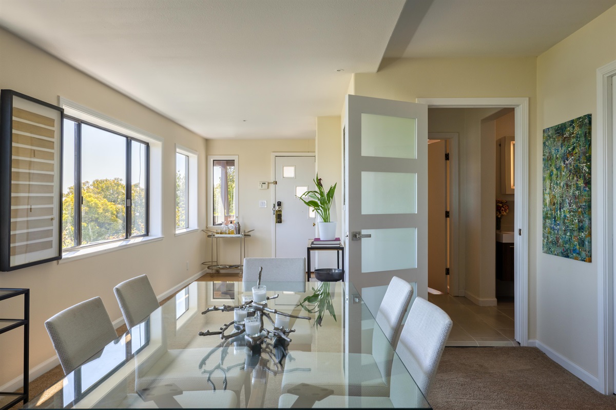 Dining area with Bay views at Haven SF