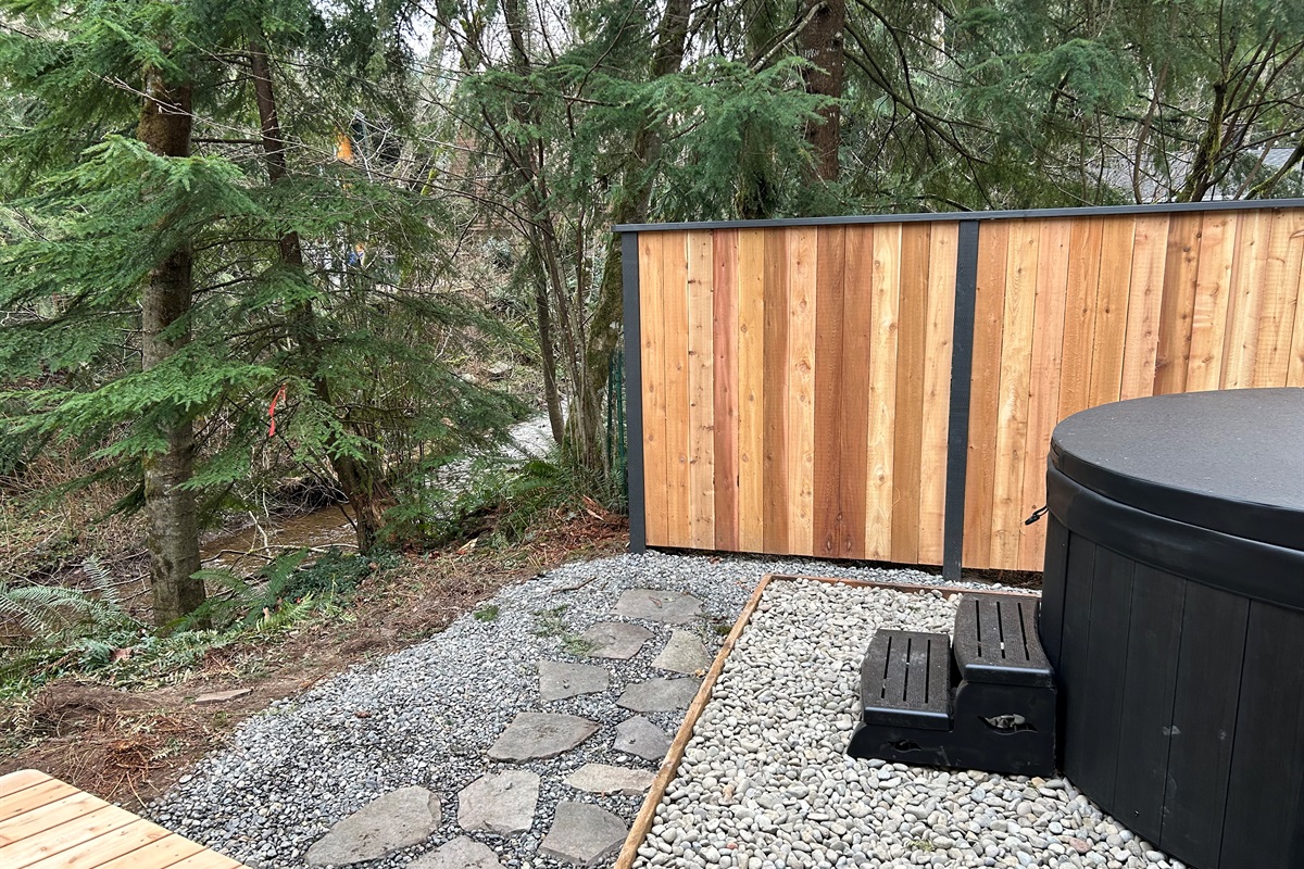 Creekside Hot Tub with view of creek