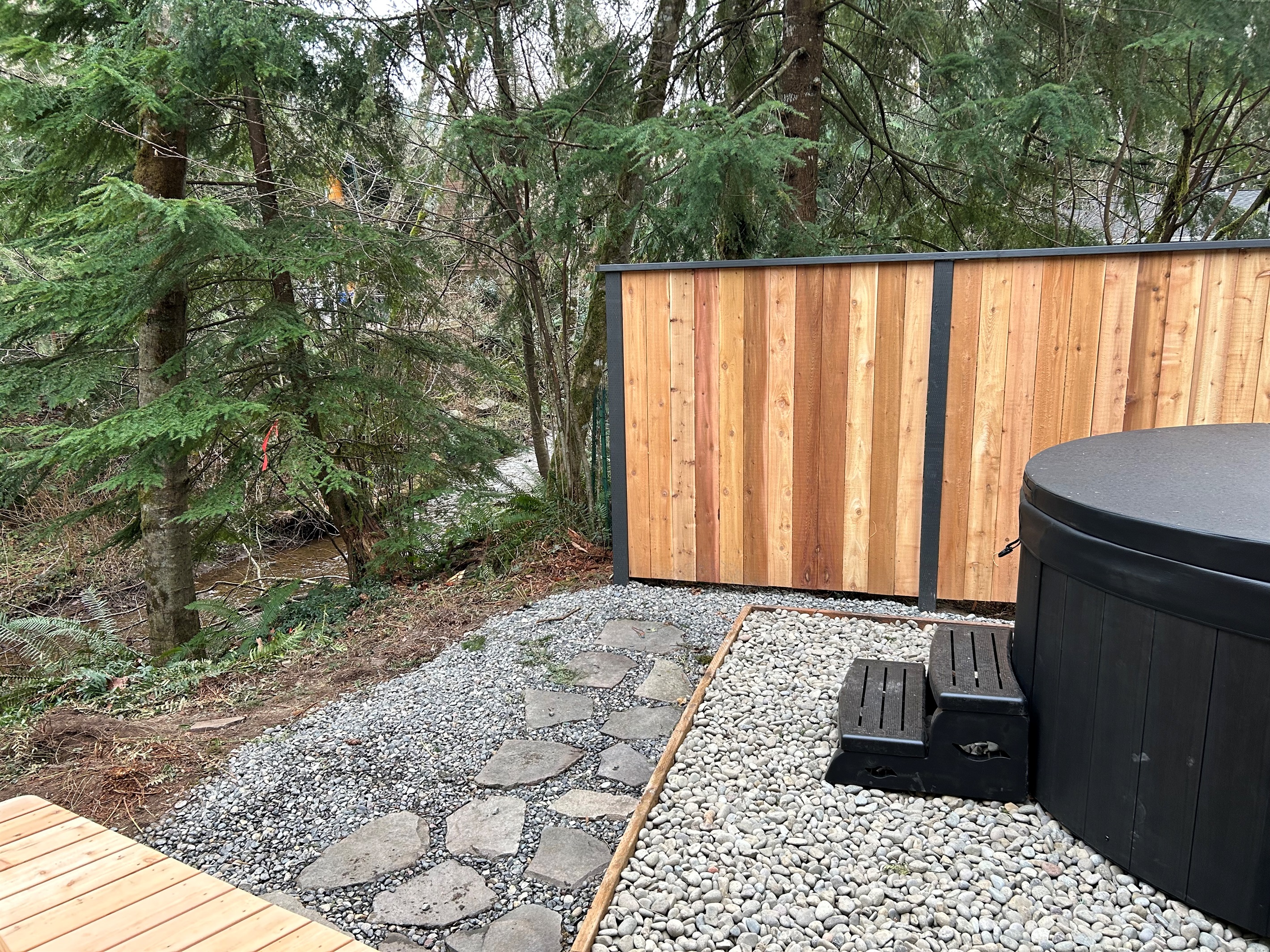 Creekside Hot Tub with view of creek