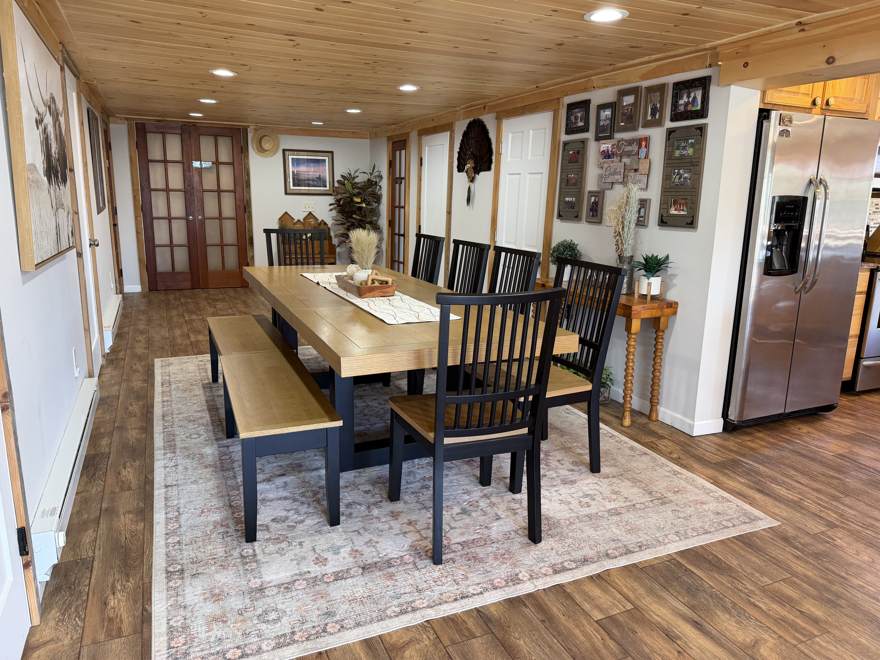 Large Farmhouse table in dining area
