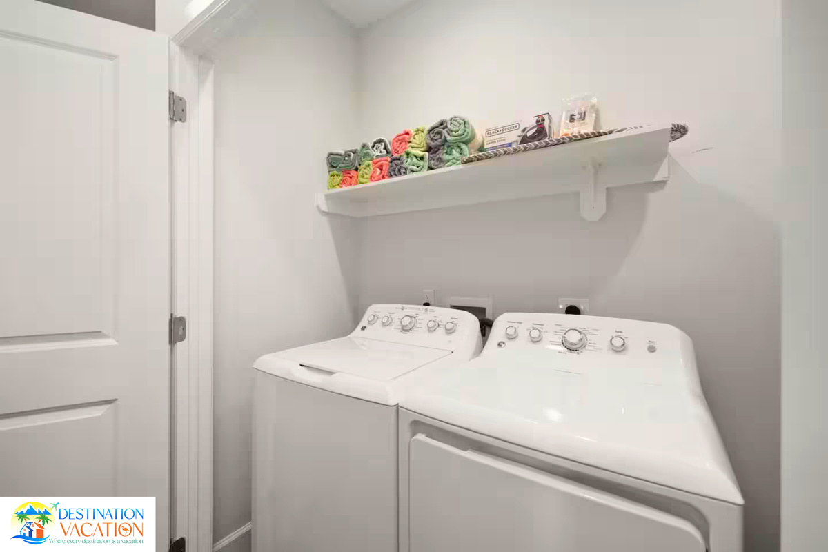 Convenient laundry amenities make longer stays feel effortless.
