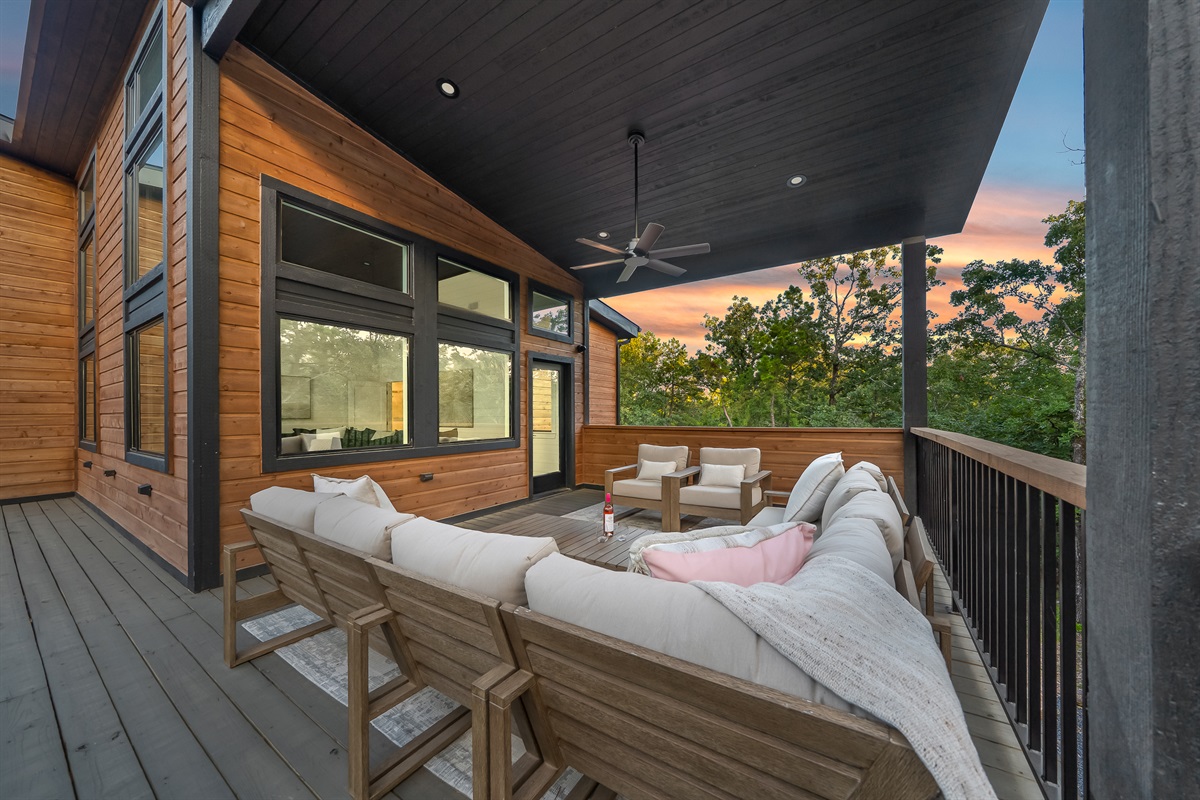 Large wrap-around balcony. Perfect for morning coffee, relaxing afternoons, or sunset cocktails