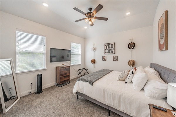 King bedroom with smart TV