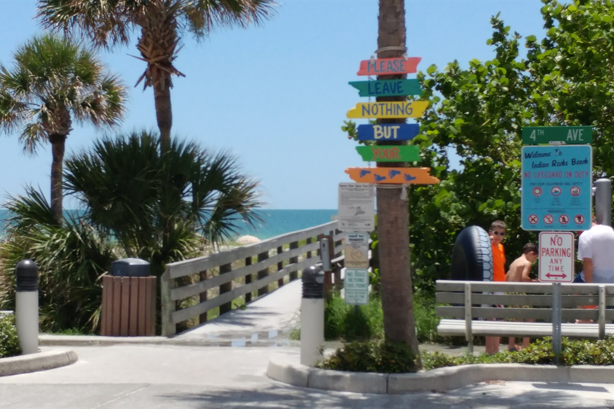 Indian Rocks Beach is a 3 to 5 minute walk!