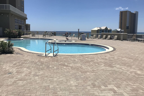 Tower 2 heated pool and hot tub.  
