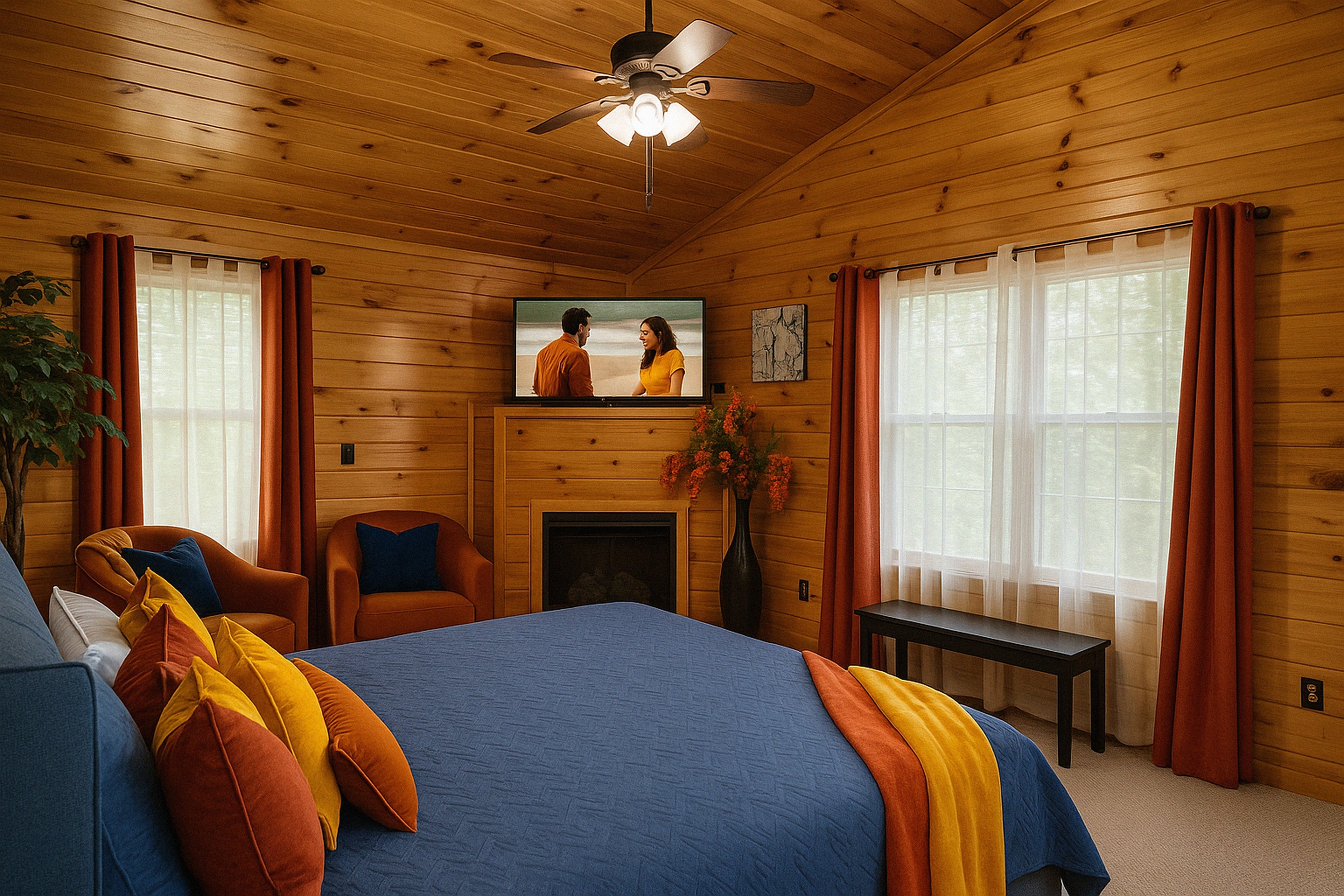Sit back and relax to your favorite movies. 1 of 3 bedrooms