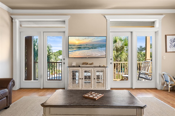 Spacious Living Room Flowing to Kitchen & Porch