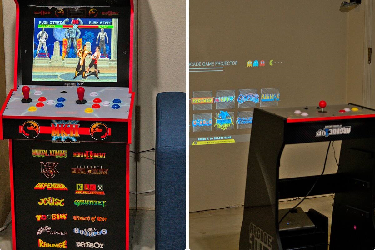 Game room is also equipped with Arcade games such as Mortal Kombat and Arcade1Up Projector-Cade, Pac-Man Arcade Game System