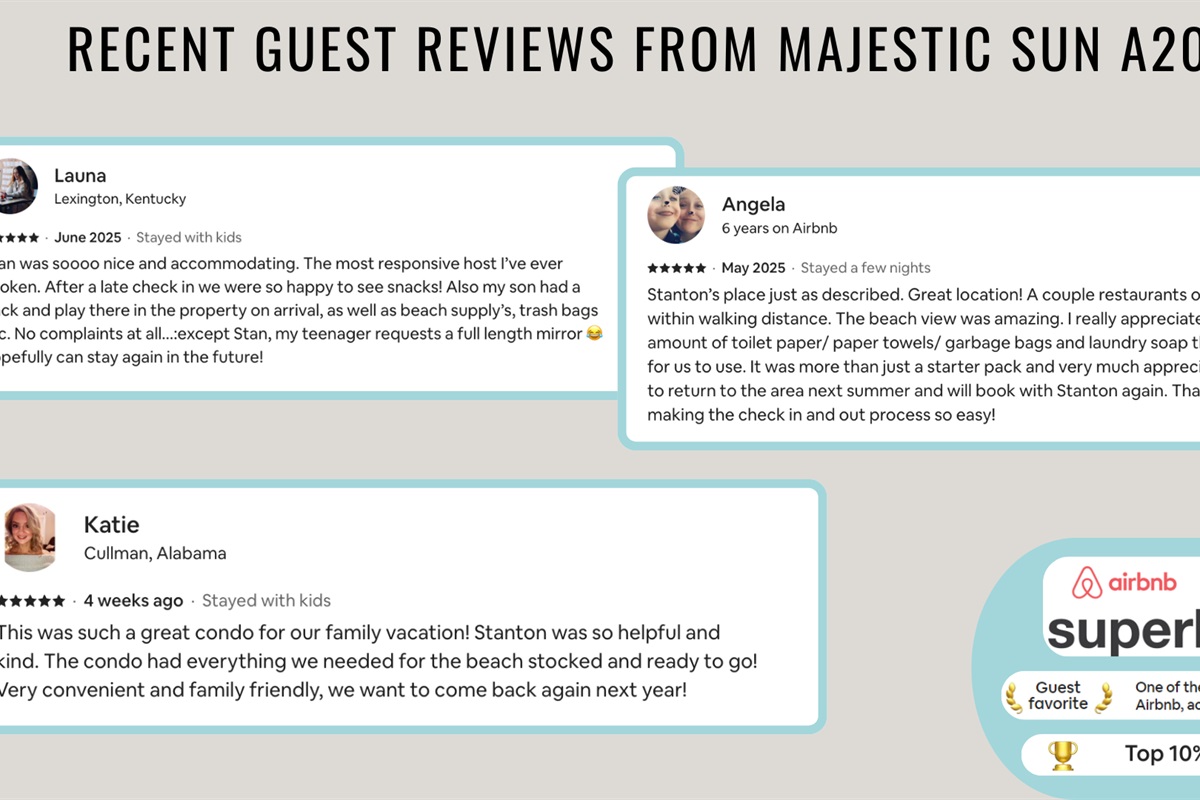 Recent reviews from happy guests show that you are in good hands!