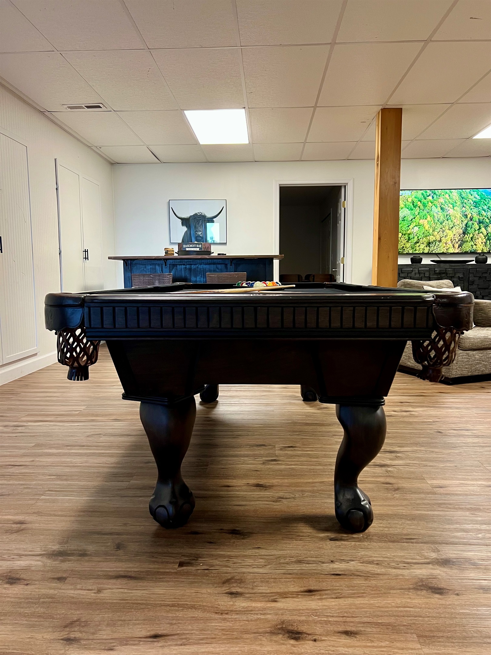 Pool table in lounge area