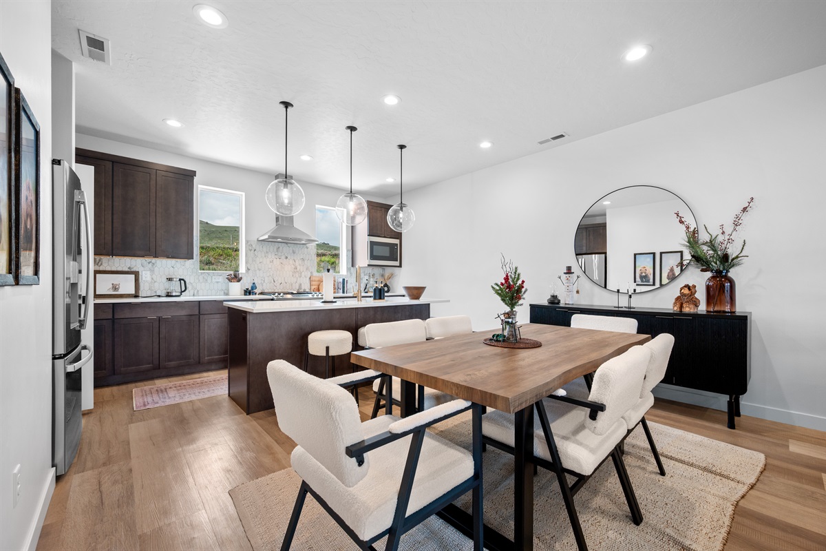 Bright dining space connected to the kitchen for easy hosting.