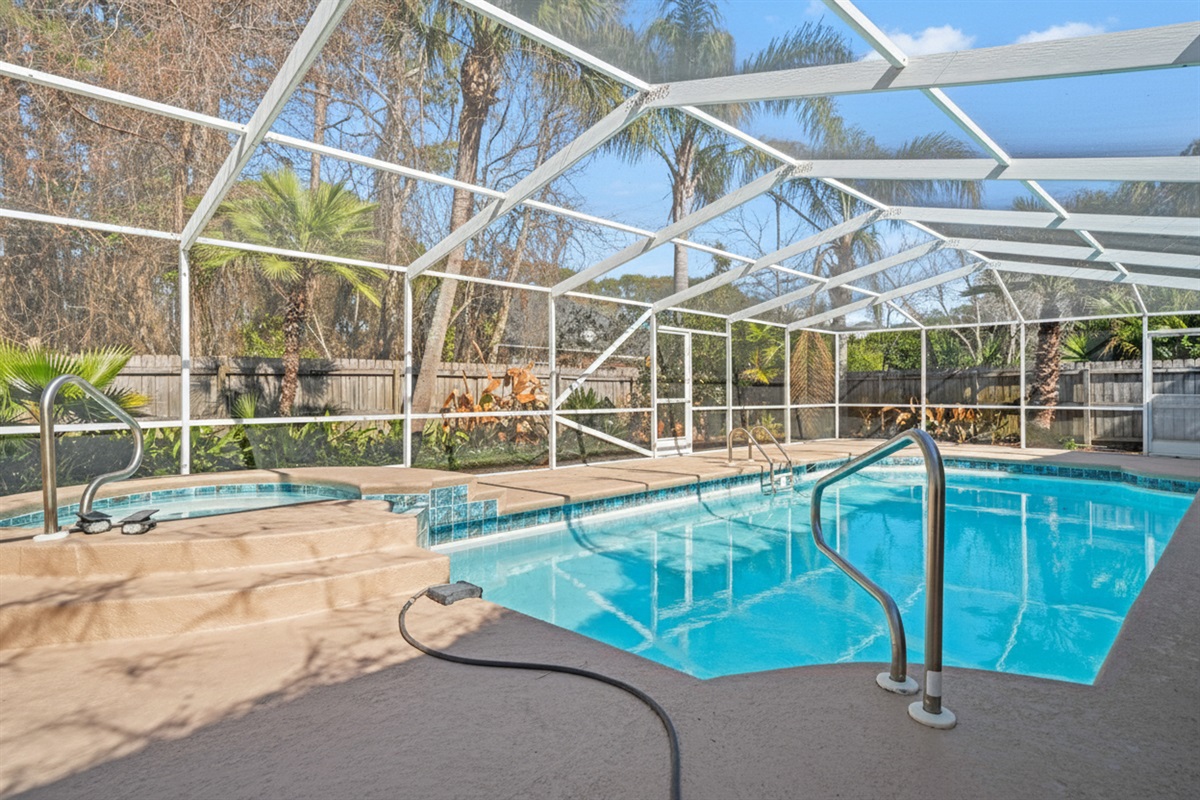 Outdoor Covered Pool with cabana area