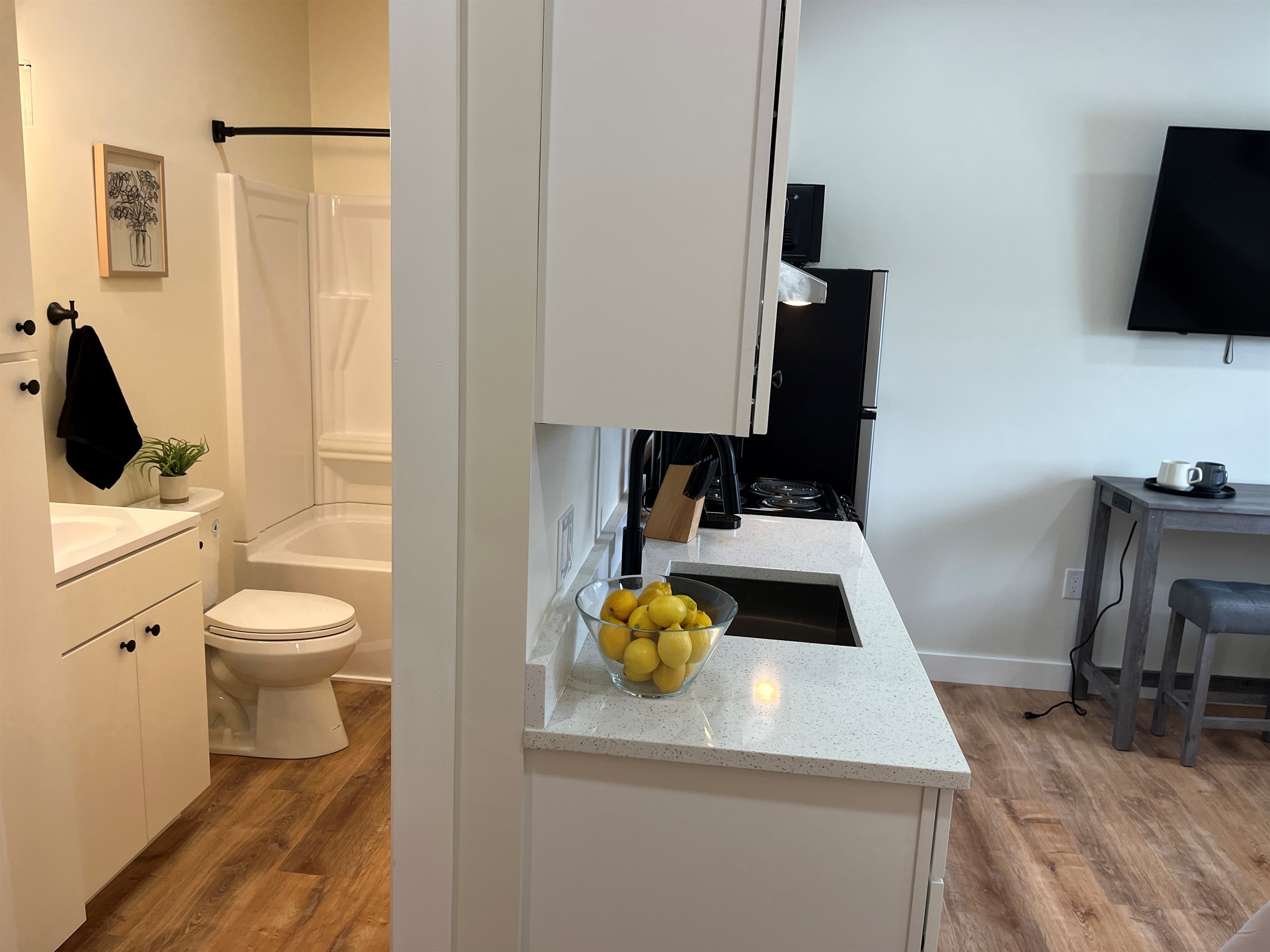 Kitchen and bathroom