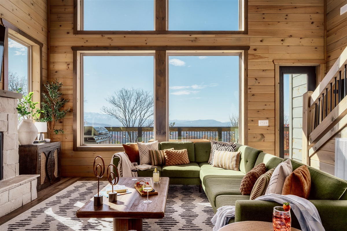 Sink into the plush couch and unwind after a day of exploring the mountains.