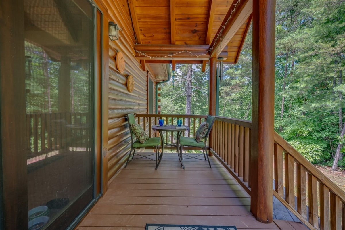 Outdoor seating by main entrance