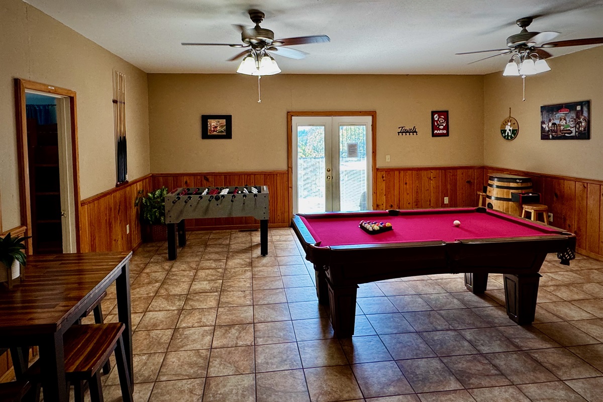 Activities for almost everyone in the game room, including access to the hot tub and lower-deck!
