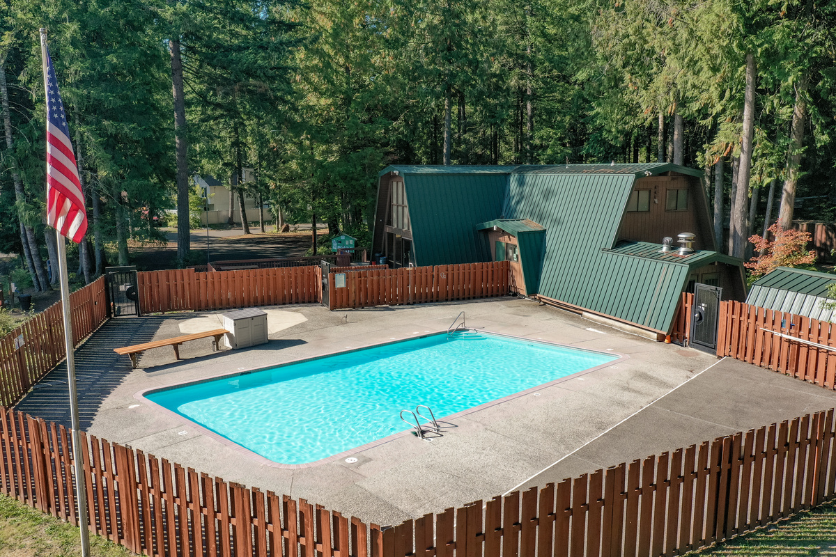 A seasonal community pool is available to guests, just a short walk from your cabin.