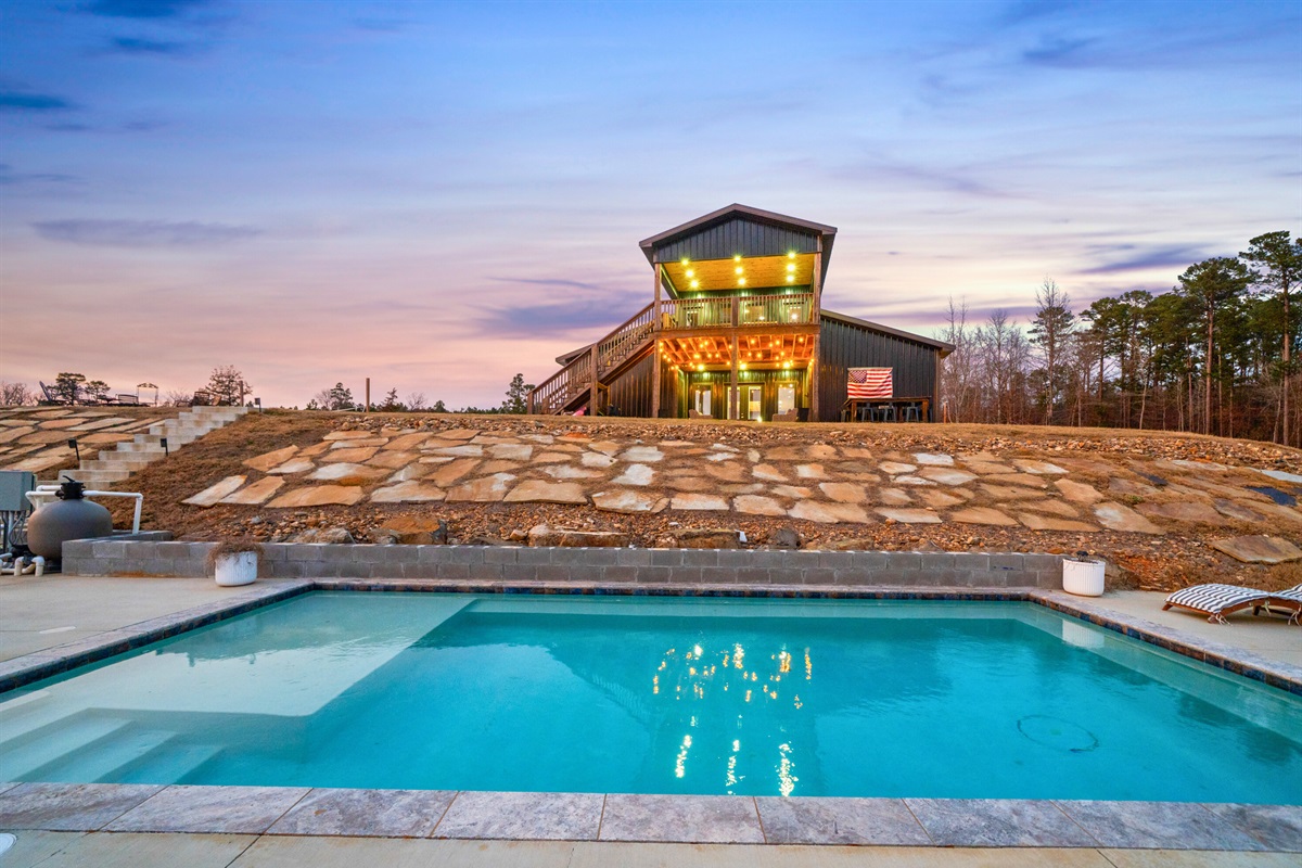 The sparkling pool provides a refreshing escape, whether you&rsquo;re swimming laps or simply floating the afternoon away.