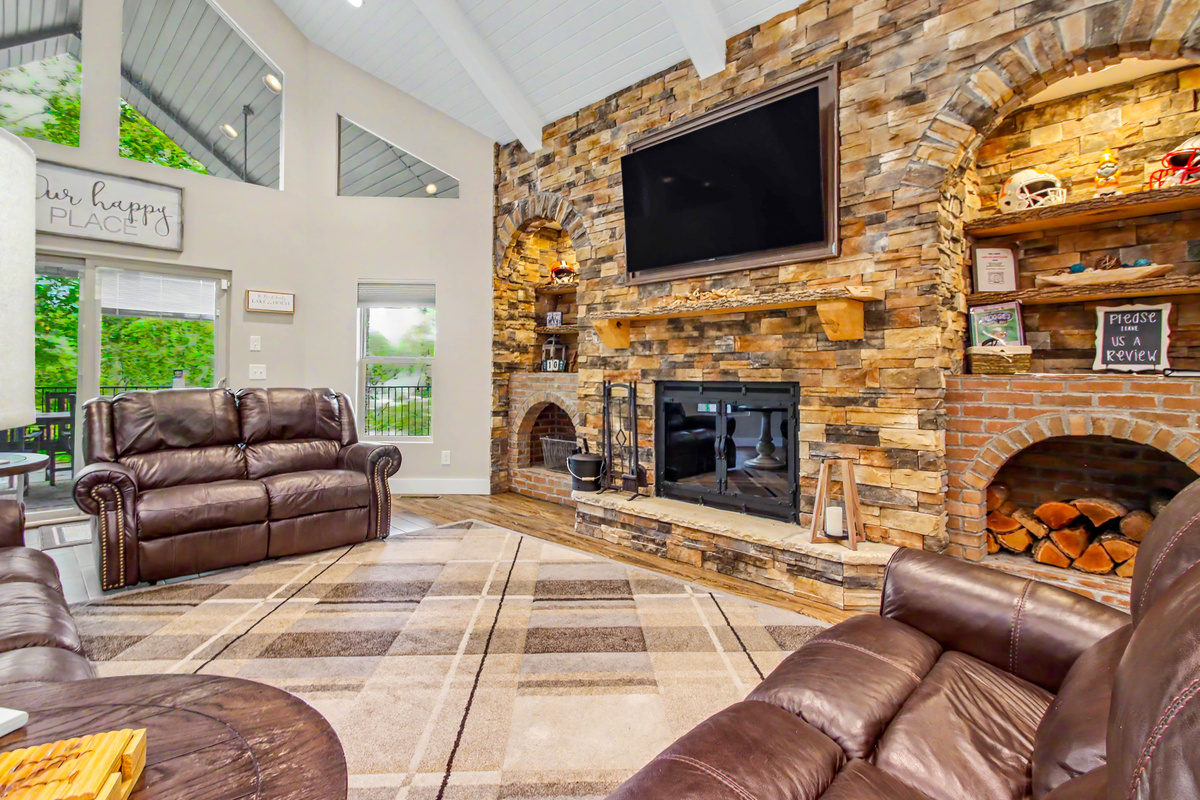 Huge wood burning fireplace