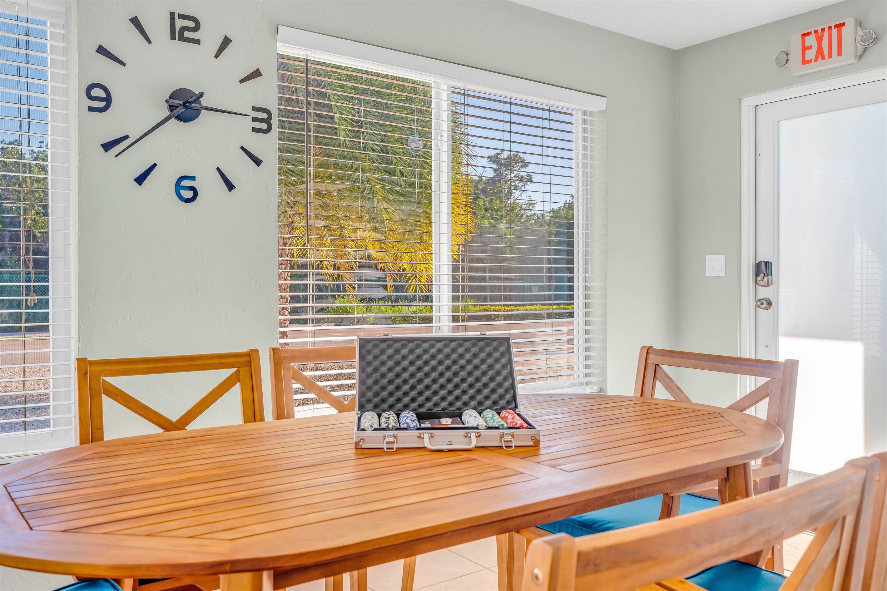 Dining room table with seating for six.