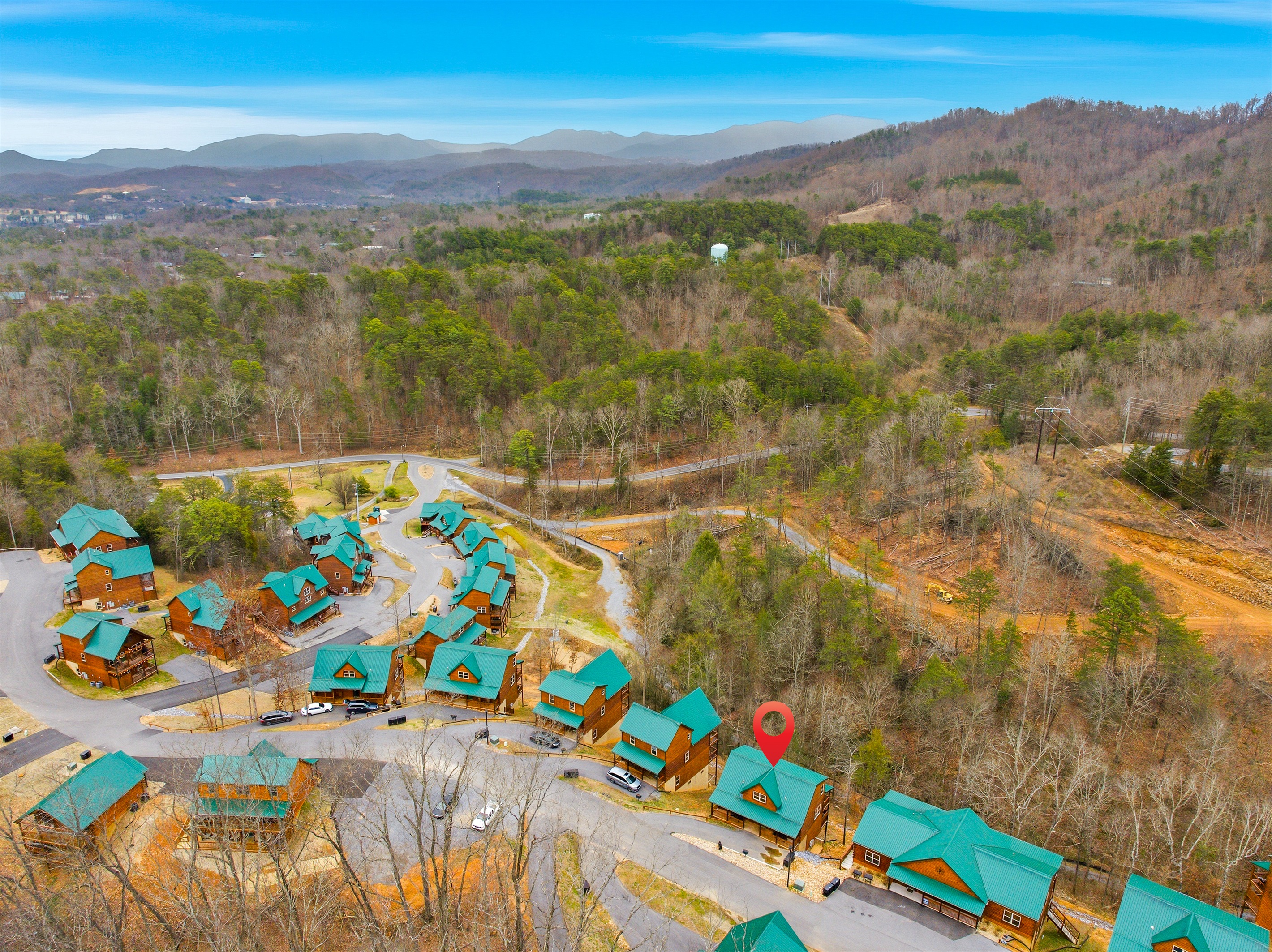 Ariel View of Cabin and Community