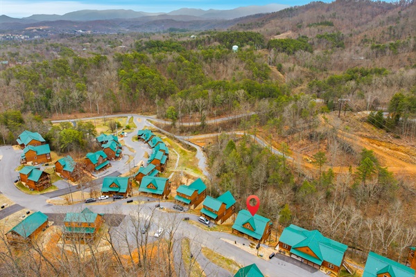 Ariel View of Cabin and Community