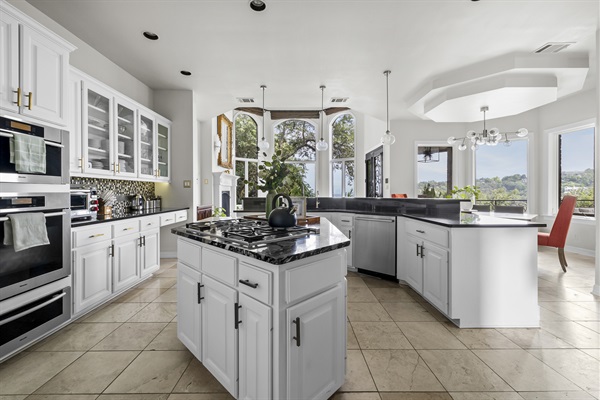 Fully stocked kitchen with state-of-the-art appliances.