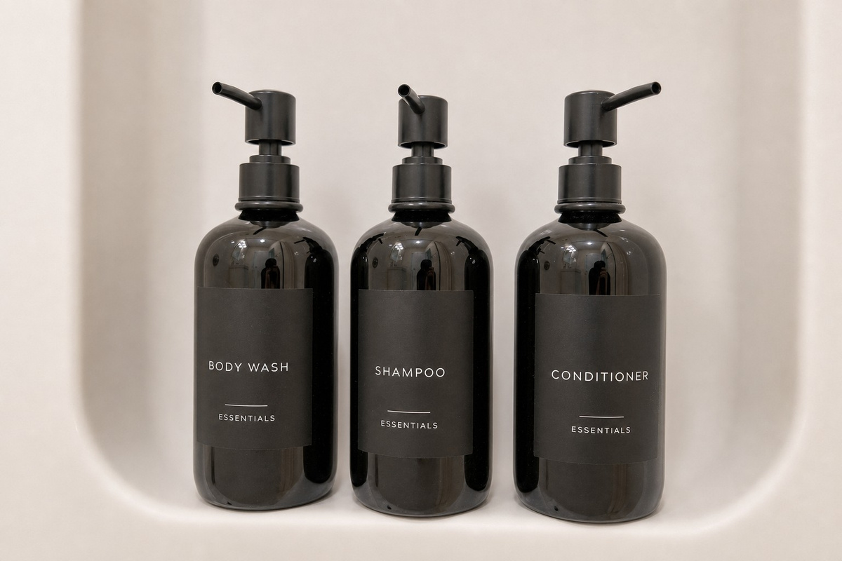 Shampoo, conditioner and body wash provided