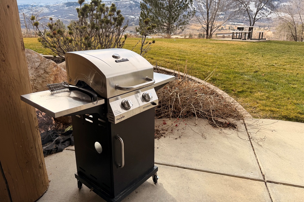 BBQ on your private patio with fantastic mountain views