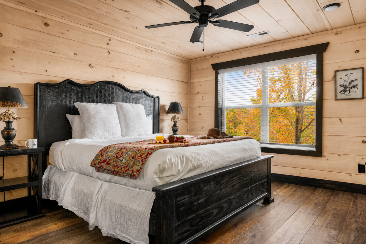 A third king bedroom with ensuite bath is also upstairs and overlooks the valley and mountains.